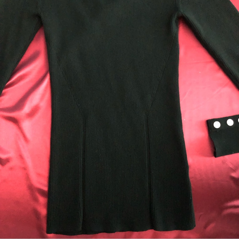 White House Black Market (WHBM) Black Button Detail Turtleneck Sweater - Picture 5 of 9